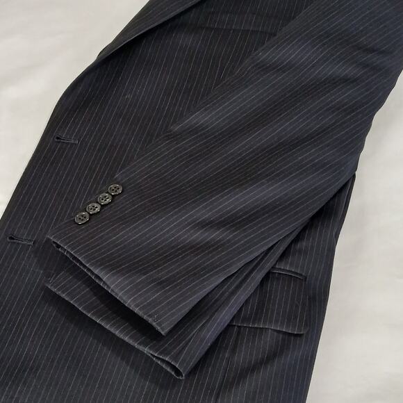Jos A Bank Signature Collection 42R !00% Wool Navy 2 Color Stripe Men's Blazer - Picture 1 of 12